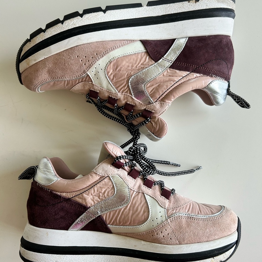 Voile Blanche Pink and Silver Sneakers
